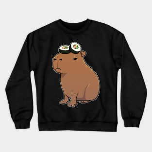 Capybara with Sushi on its head Crewneck Sweatshirt